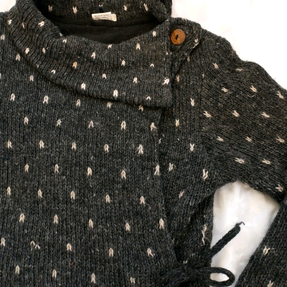 LAST CHANCE Nepalese Wrap Style Wool Sweater